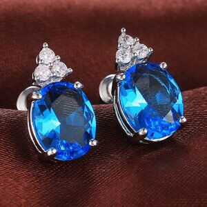 Beautiful Big Colorful Oval CZ Pure Romantic Stud Earring For Women, HA4273